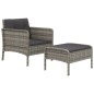 2-tlg. Garten-Lounge-Set mit Kissen Grau Poly Rattan 2-tlg. Garten-Lounge-Set mit Kissen Grau Poly Rattan