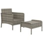 2-tlg. Garten-Lounge-Set mit Kissen Grau Poly Rattan 2-tlg. Garten-Lounge-Set mit Kissen Grau Poly Rattan