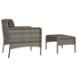 2-tlg. Garten-Lounge-Set mit Kissen Grau Poly Rattan 2-tlg. Garten-Lounge-Set mit Kissen Grau Poly Rattan