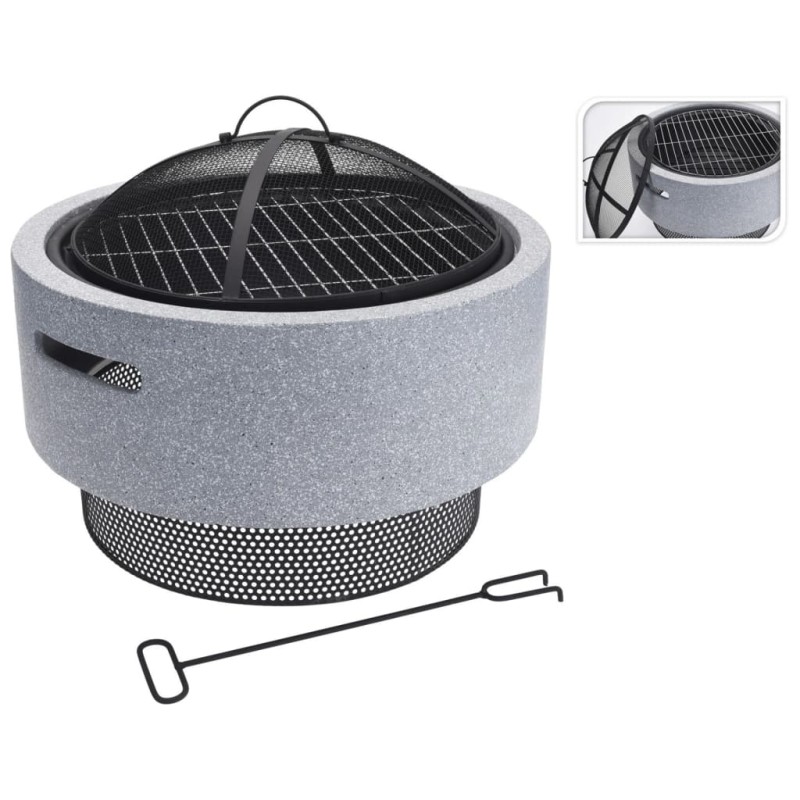 ProGarden Feuerschale mit Grillrost Rund Hellgrau 52x18,5 cm ProGarden Feuerschale mit Grillrost Rund Hellgrau 52x18,5 cm