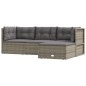 vidaXL 4-tlg. Garten-Lounge-Set mit Kissen Grau Poly Rattan vidaXL 4-tlg. Garten-Lounge-Set mit Kissen Grau Poly Rattan
