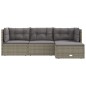 vidaXL 4-tlg. Garten-Lounge-Set mit Kissen Grau Poly Rattan vidaXL 4-tlg. Garten-Lounge-Set mit Kissen Grau Poly Rattan