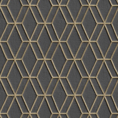 DUTCH WALLCOVERINGS Tapete Sechseckmuster Schwarz und Golden