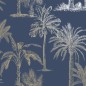 DUTCH WALLCOVERINGS Tapete Tropische Bäume Marineblau und Silbern DUTCH WALLCOVERINGS Tapete Tropische Bäume Marineblau und Silbern