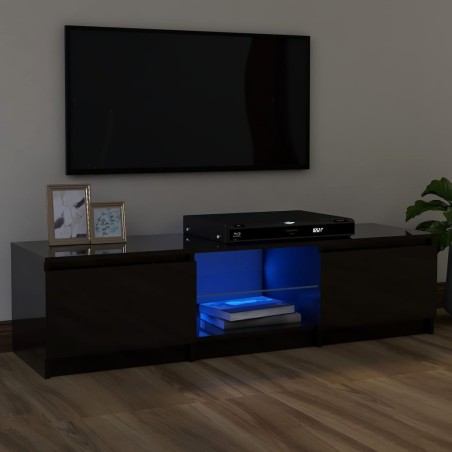 vidaXL TV-Schrank mit LED-Leuchten Hochglanz-Schwarz 120x30x35,5 cm