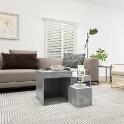 vidaXL Satztische 3-tlg. Betongrau Holzwerkstoff