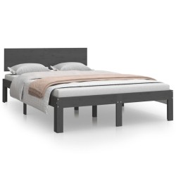 vidaXL Massivholzbett Grau 120x190 cm