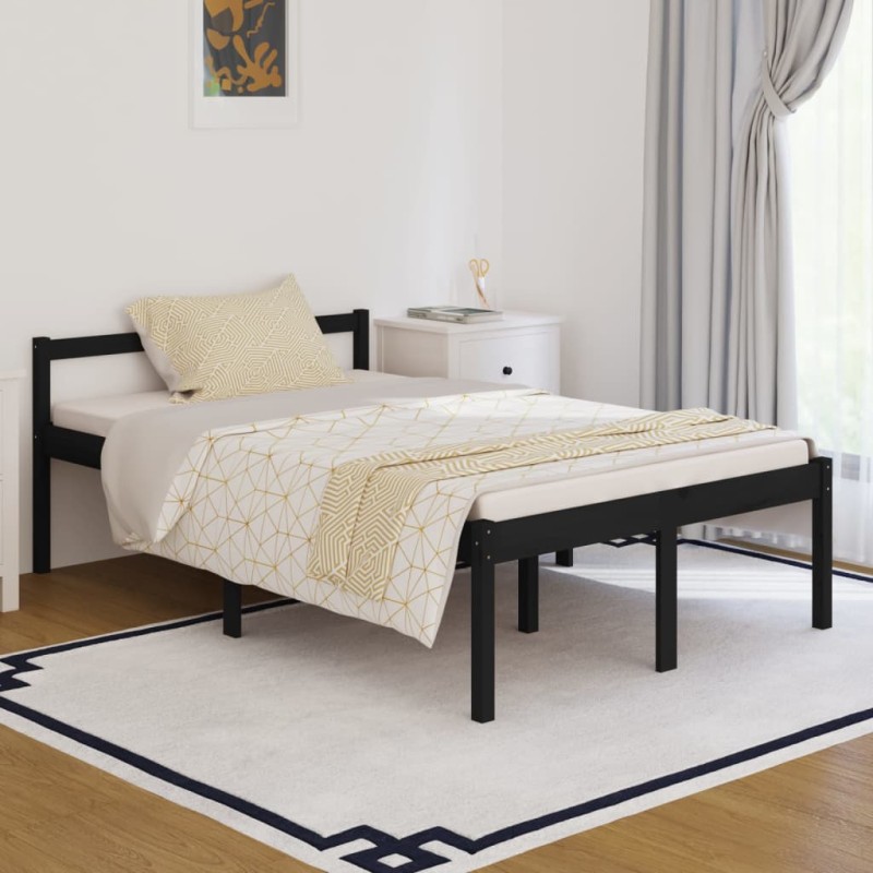 vidaXL Massivholzbett Schwarz 120x190 cm vidaXL Massivholzbett Schwarz 120x190 cm
