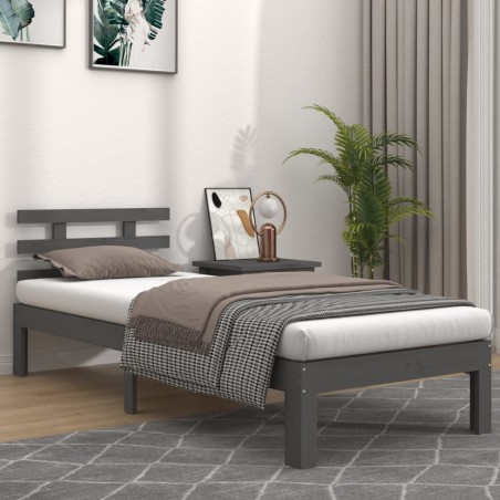 vidaXL Massivholzbett Grau 100x200 cm