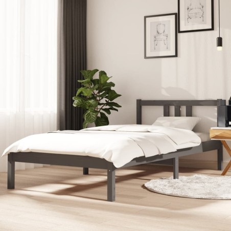 vidaXL Massivholzbett Grau 90x190 cm
