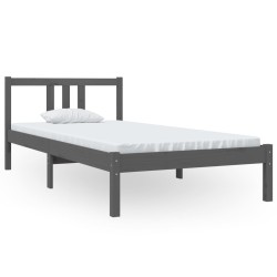 vidaXL Massivholzbett Grau 90x190 cm