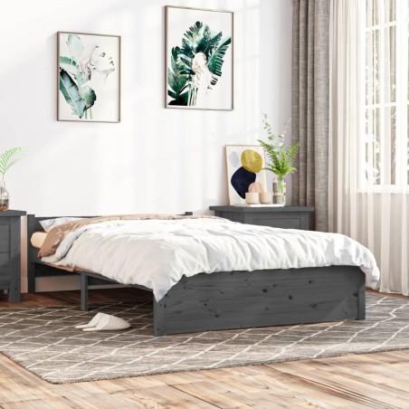 vidaXL Massivholzbett Grau 120x200 cm