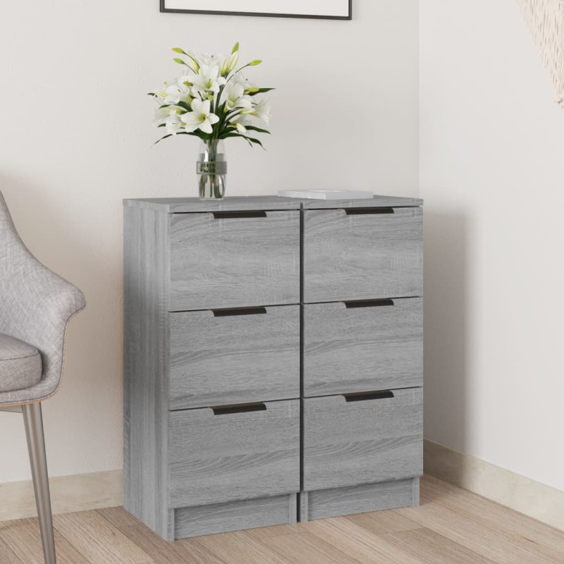vidaXL Sideboards 2 Stk. Grau Sonoma 30x30x70 cm Holzwerkstoff vidaXL Sideboards 2 Stk. Grau Sonoma 30x30x70 cm Holzwerkstoff