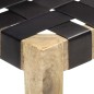 vidaXL Hocker Schwarz Echtleder und Mango Massivholz vidaXL Hocker Schwarz Echtleder und Mango Massivholz