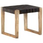 vidaXL Hocker Schwarz Echtleder und Mango Massivholz vidaXL Hocker Schwarz Echtleder und Mango Massivholz