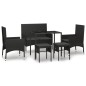 6-tlg. Garten-Lounge-Set mit Kissen Schwarz Poly Rattan 6-tlg. Garten-Lounge-Set mit Kissen Schwarz Poly Rattan