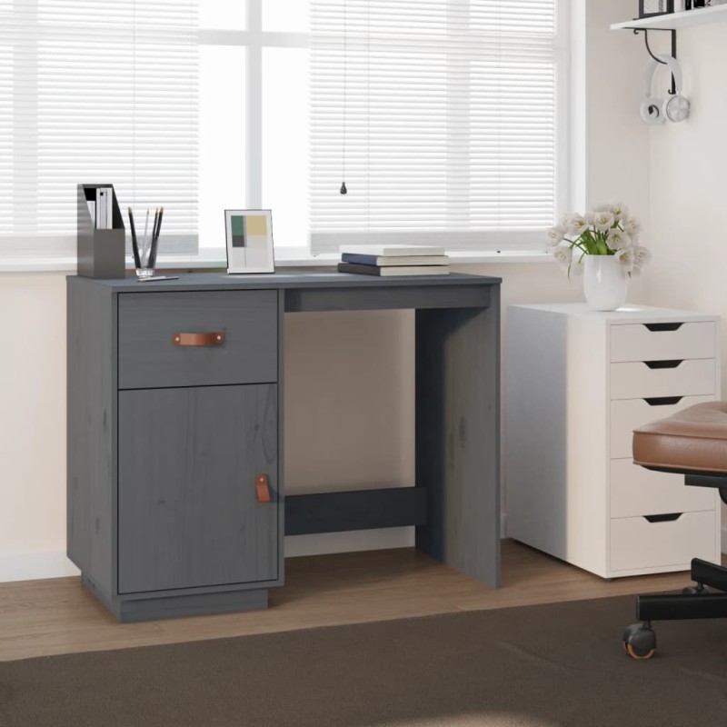 vidaXL Schreibtisch Grau 95x50x75cm Massivholz Kiefer vidaXL Schreibtisch Grau 95x50x75cm Massivholz Kiefer