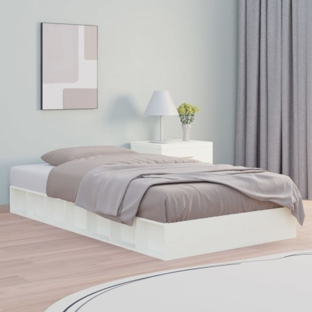 vidaXL Massivholzbett Weiß 140x190 cm