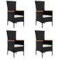 Gartenstühle mit Kissen 4 Stk. Poly Rattan Schwarz Gartenstühle mit Kissen 4 Stk. Poly Rattan Schwarz