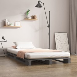 vidaXL Massivholzbett Grau 90x200 cm Kiefer
