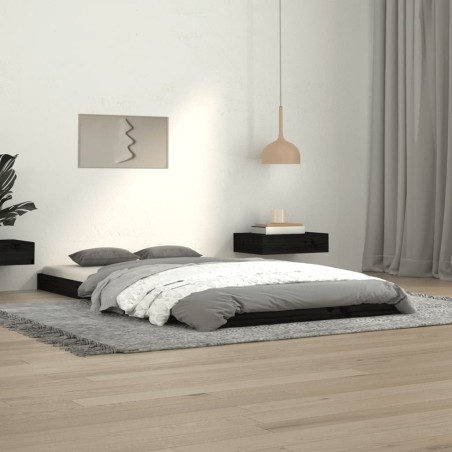 vidaXL Massivholzbett Schwarz 100x200 cm Kiefer