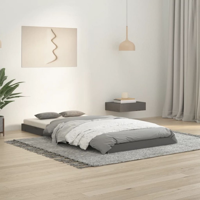 vidaXL Massivholzbett Grau 90x190 cm Kiefer vidaXL Massivholzbett Grau 90x190 cm Kiefer