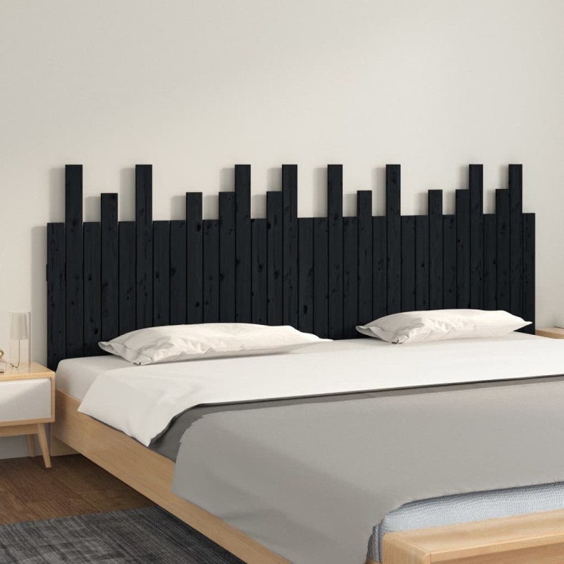 vidaXL Wand-Kopfteil Schwarz 204x3x80 cm Massivholz Kiefer vidaXL Wand-Kopfteil Schwarz 204x3x80 cm Massivholz Kiefer