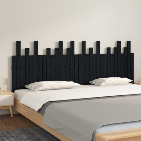 vidaXL Wand-Kopfteil Schwarz 204x3x80 cm Massivholz Kiefer