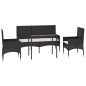 4-tlg. Garten-Lounge-Set mit Kissen Schwarz Poly Rattan 4-tlg. Garten-Lounge-Set mit Kissen Schwarz Poly Rattan