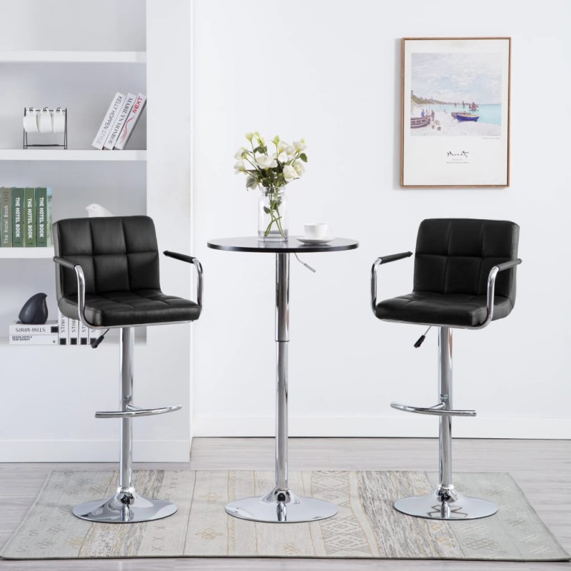 Barhocker 2 Stk. Schwarz Kunstleder Barhocker 2 Stk. Schwarz Kunstleder