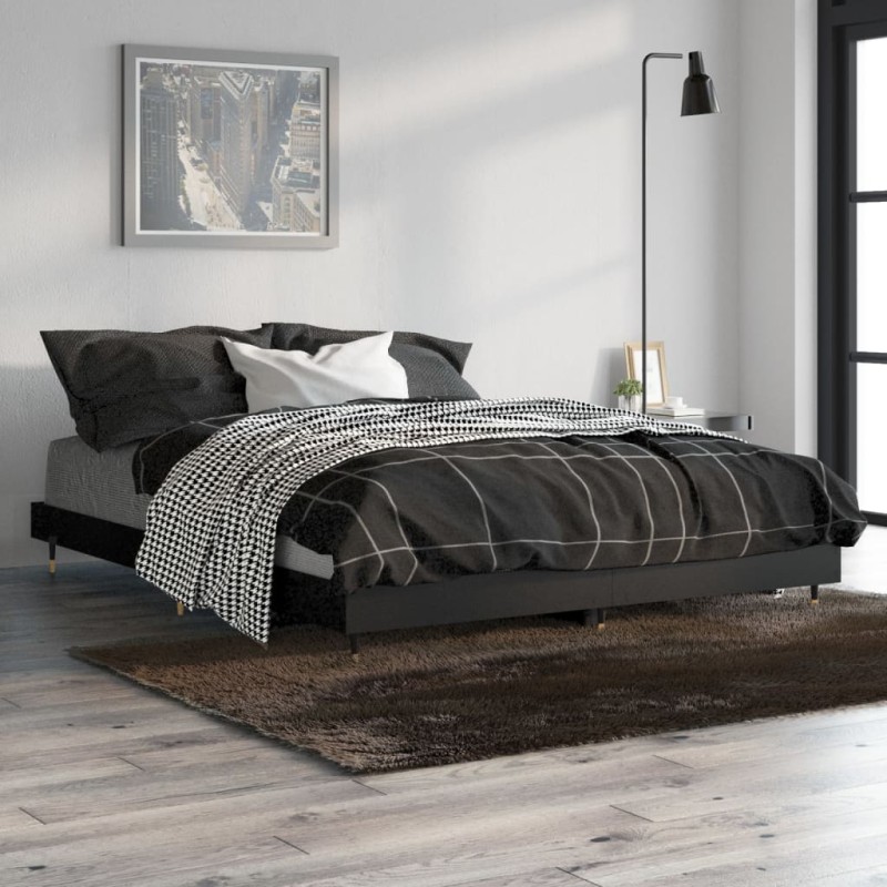 vidaXL Bettgestell Schwarz 140x190 cm Holzwerkstoff vidaXL Bettgestell Schwarz 140x190 cm Holzwerkstoff