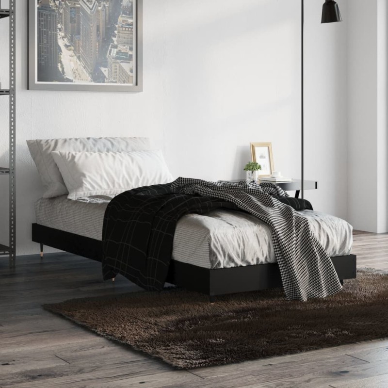 vidaXL Bettgestell Schwarz 75x190 cm Holzwerkstoff vidaXL Bettgestell Schwarz 75x190 cm Holzwerkstoff