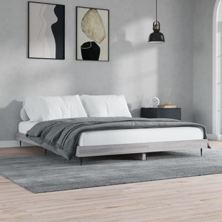 vidaXL Bettgestell Grau Sonoma 150x200 cm Holzwerkstoff