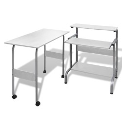 Computertisch Schreibtisch Computerwagen PC Tisch Bürotisch weiß