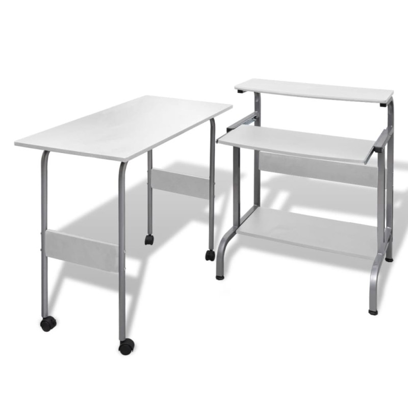 Computertisch Schreibtisch Computerwagen PC Tisch Bürotisch weiß