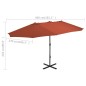 vidaXL Sonnenschirm mit Aluminium-Mast 460x270 cm Terracotta-Rot vidaXL Sonnenschirm mit Aluminium-Mast 460x270 cm Terracotta-Rot