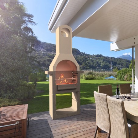vidaXL Holzkohle-Grillkamin aus Beton mit Rauchabzug 