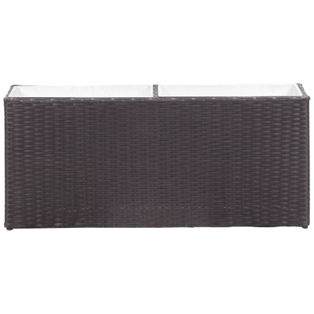vidaXL Garten-Hochbeet mit 2 Töpfen 90x20x40cm Poly Rattan Schwarz