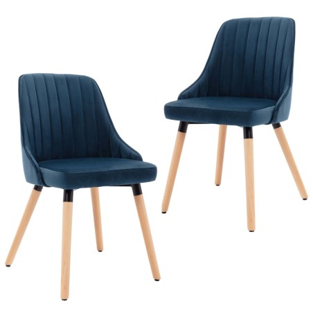 Esszimmerstühle 2 Stk. Blau Samt