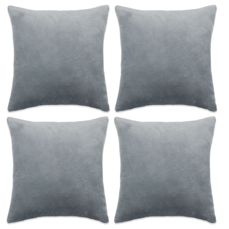 vidaXL Kissenbezüge 4 Stk. Stoff 50x50 cm Grau 