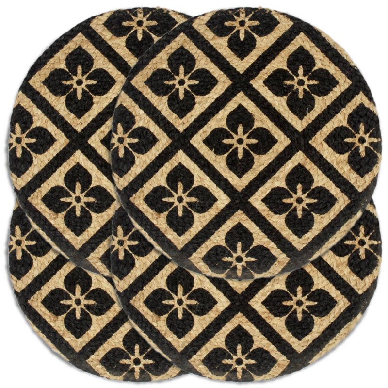 vidaXL Tischsets 4 Stk. Schwarz 38 cm Rund Jute vidaXL Tischsets 4 Stk. Schwarz 38 cm Rund Jute