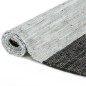 vidaXL Handgewebter Chindi-Teppich Leder 120x170 cm Hellgrau Schwarz vidaXL Handgewebter Chindi-Teppich Leder 120x170 cm Hellgrau Schwarz