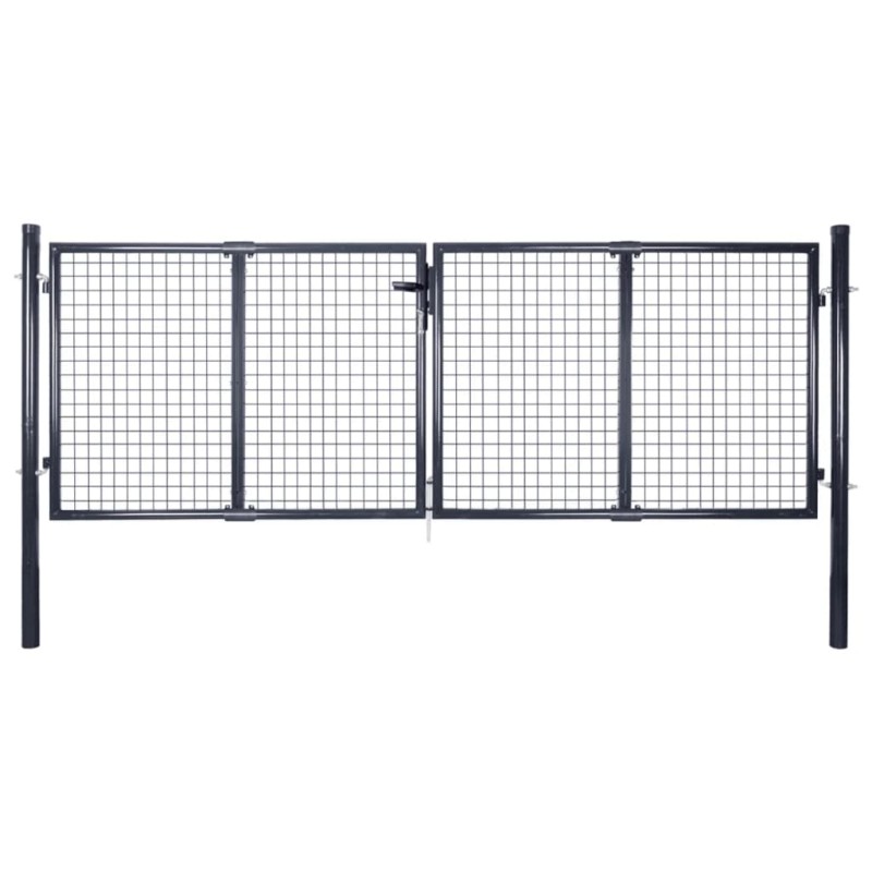 vidaXL Mesh-Gartentor Verzinkter Stahl 289 x 100 cm Grau vidaXL Mesh-Gartentor Verzinkter Stahl 289 x 100 cm Grau