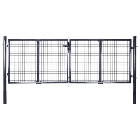 vidaXL Mesh-Gartentor Verzinkter Stahl 289 x 100 cm Grau