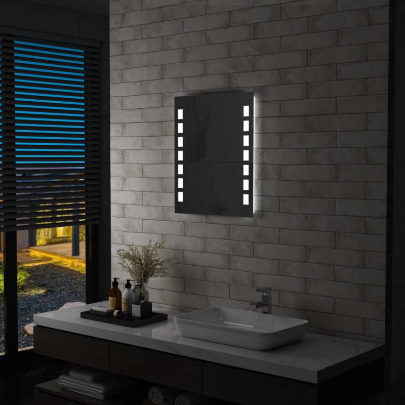 vidaXL Badezimmer-Wandspiegel mit LEDs 50x60 cm vidaXL Badezimmer-Wandspiegel mit LEDs 50x60 cm