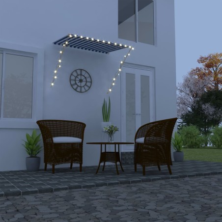 vidaXL Einziehbare Markise mit LED 150×150 cm Blau und Weiß
