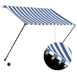 vidaXL Einziehbare Markise mit LED 150×150 cm Blau und Weiß