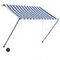 vidaXL Einziehbare Markise mit LED 150×150 cm Blau und Weiß vidaXL Einziehbare Markise mit LED 150×150 cm Blau und Weiß