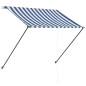 vidaXL Einziehbare Markise mit LED 150×150 cm Blau und Weiß vidaXL Einziehbare Markise mit LED 150×150 cm Blau und Weiß