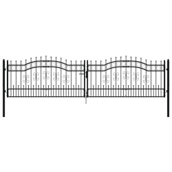 vidaXL Zauntor mit Speerspitzen Schwarz 406x151 cm Stahl